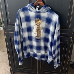 Polo Ralph Lauren Navy and White Checkered Hoodie